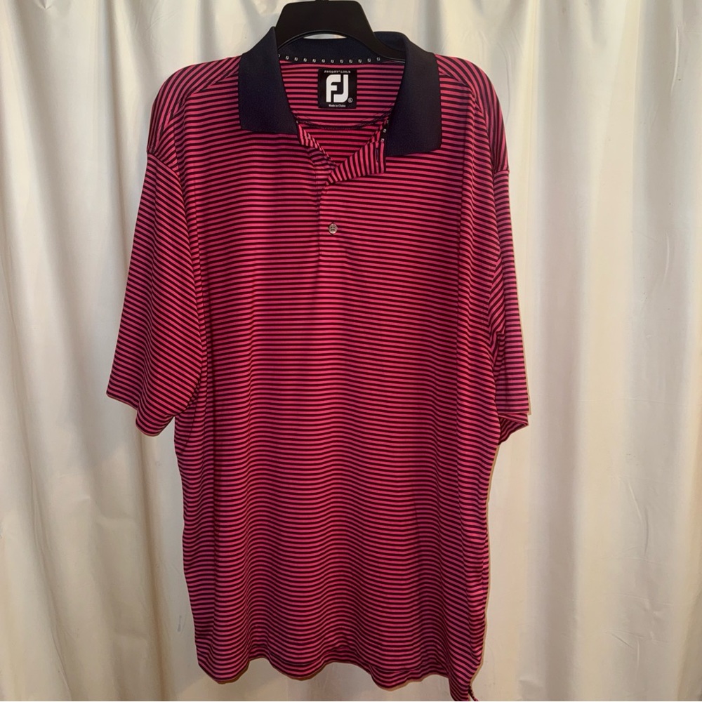 FootJoy Red and Black Striped Polo Shirt